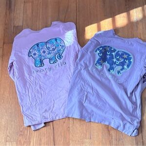 🐘 ivory ella Lavender Long-Sleeve Elephant Graphic Tee - Blue/Teal Print 🐘